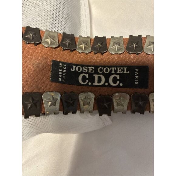 Jose Cotel Authentic Beige Taupe Bronze Stud Eagle Leather Metal Waist Belt main image 4